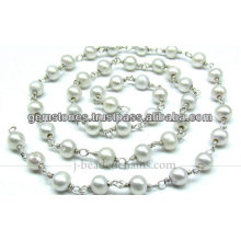 Beautiful Fresh Water Pearl Beaded Chain, Wholesale Gemstone Jewelry Manufacturer